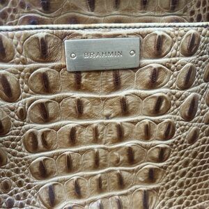 Brahmin Tan Croc-Embossed Shoulder Bag